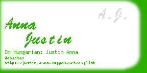 anna justin business card